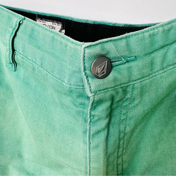 MENS VOLCOM Bright Mint Green Flat Front Cotton Casual Shorts 30 - Picture 11 of 11